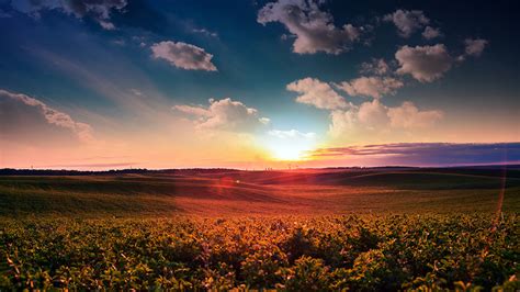 Photo Nature Sky Fields Scenery Sunrises And Sunsets Clouds 1366x768