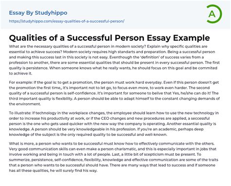 Qualities Of A Successful Person Essay Example