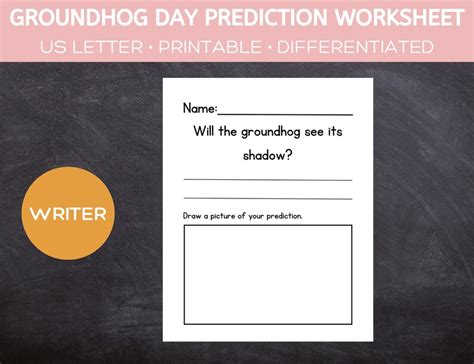 Groundhog Day Printable Worksheet, February Kids Worksheet for