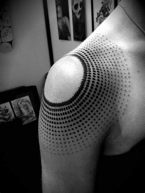 Dots Circle Blackwork Tattoo On Shoulder Best Tattoo Ideas Gallery