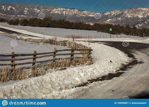 February 24 2019 Ridgway Colorado Usa Winter Snowy Road Through