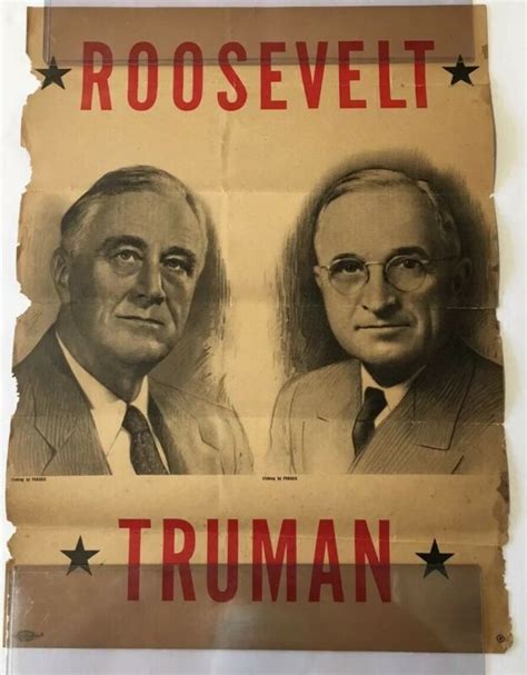 Fdr Franklin D Roosevelt Harry Truman 1944 Org Campaign Political Poster Jugate Antique Price