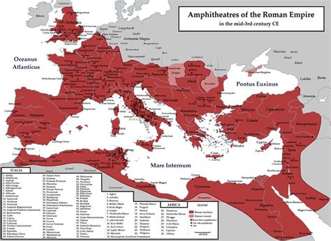 The Roman Empireamphitheatres Map Рим Империя и История