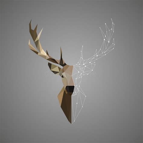 Deer Low Poly Portrait Animal Abstract Polygonal Illustration Stock