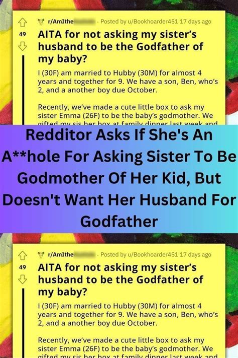 Redditor Asks If Shes An Ahole For Asking Sister To Be Godmother Of
