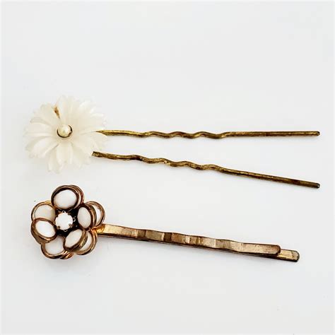 Vintage Hair Pins Flower Design Etsy