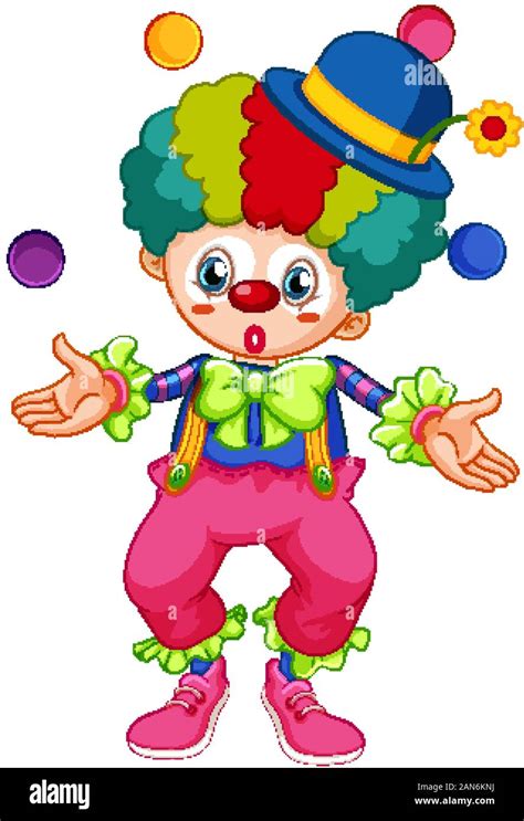 Happy Clown Juggling Balls On White Background Illustration Stock