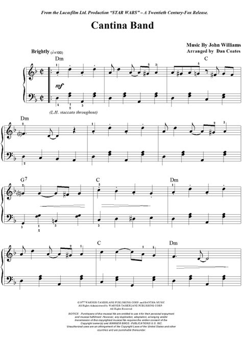 Cantina Band Sheet Music By John Williams Klaviernoten Klaviernoten
