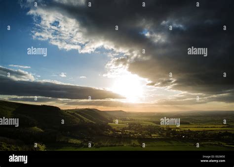 Beautiful Summer Sunset Over Escarpment Landscape Stock Photo Alamy