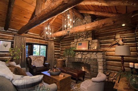 Cabins American Dream Builders Rustic Living Room
