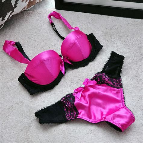 12 Cup Bra And G String Or Thong Panty Set Fluorescent Fashion Rose