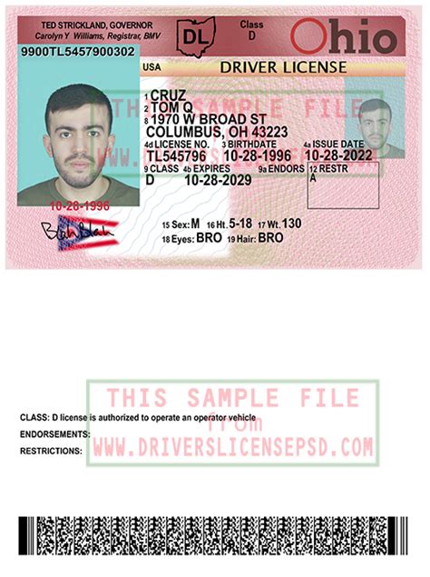 Us Ohio Drivers License Psd Free Download Download Us Ohio Drivers