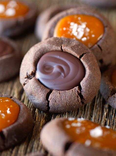 Salted Caramel And Chocolate Filled Thumbprint Cookies