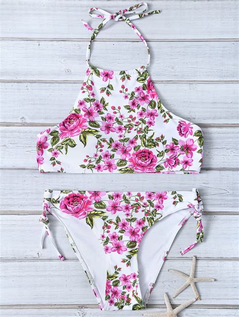 36 Off Halter Tiny Floral Bikini Set Rosegal