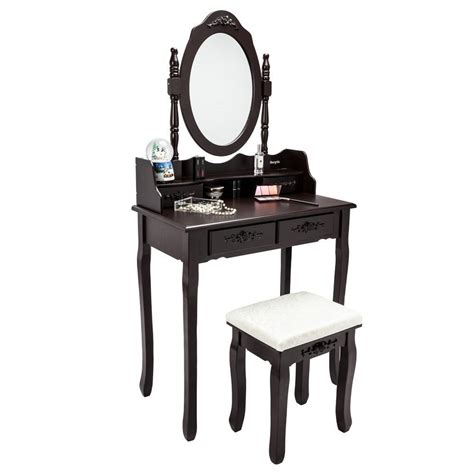 Vanity Table Lights Mirror 4 Drawers Makeup Dressing Desk With Stool
