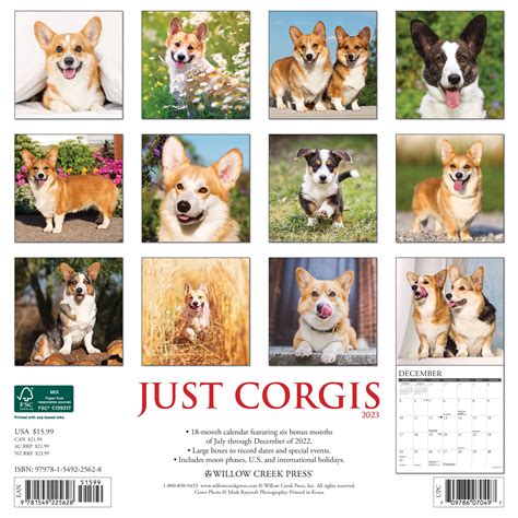 2023 Just Corgis Wall Calendar In 2022 Corgi Wall Calendar Holiday Prints