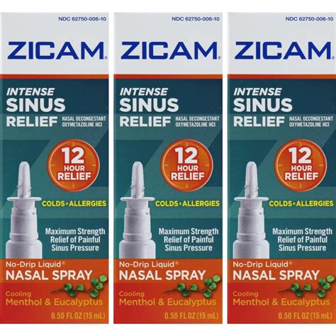 3 Pack Zicam Intense Sinus Relief Liquid Nasal Gel 050oz Each