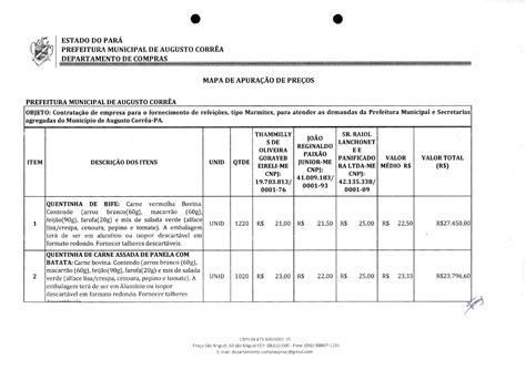 Mapa De PreÇos Assinado Prefeitura Municipal De Augusto Corrêa