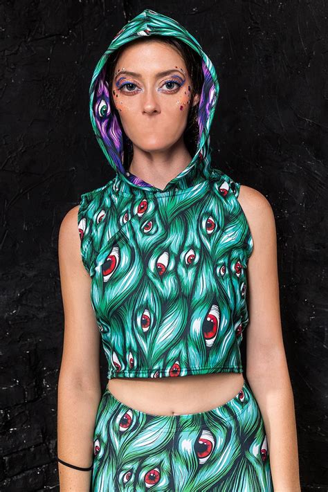 Rave Clothing Edm Festival Clothing Tribal Crop Top Hooded Etsy