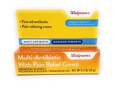 Buy Walgreens Maximum Strength Multi Antibiotic Cream With Pain 5 Oz