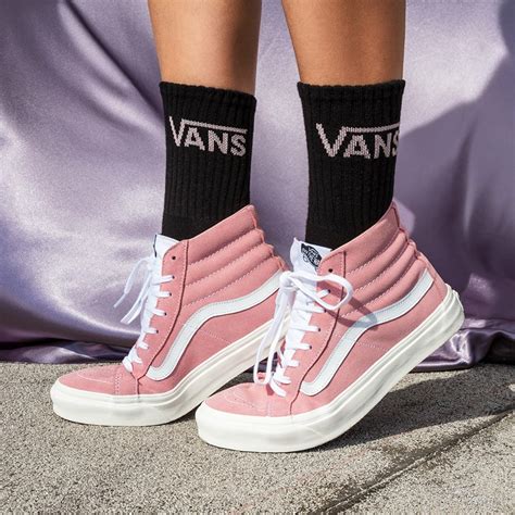 Vans Sk8 Hi Pink With Black Socks Vans Outfit Pink Vans Pink