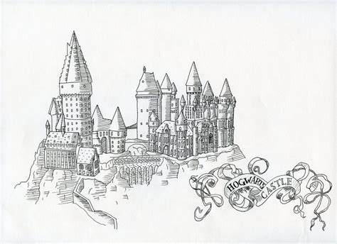 Sketch Of Hogwarts Castle Coloring Pages Sketch Coloring Page