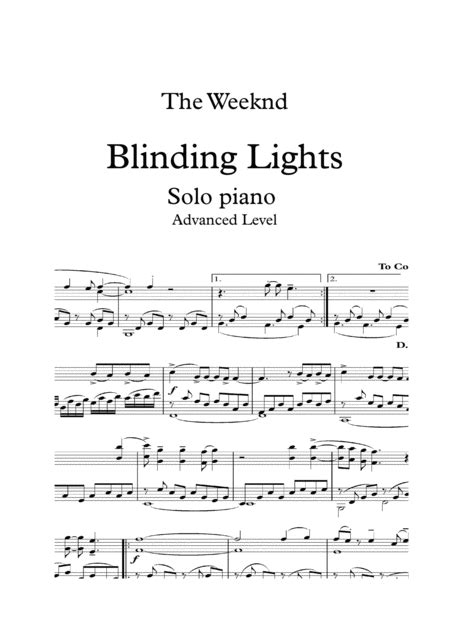 Blinding Lights Arr Gonzalo Gimenez Sheet Music The Weeknd Piano