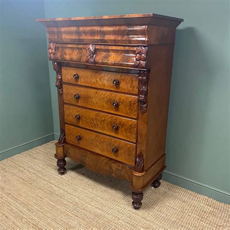 Spectacular Huge Scottish Flamed Mahogany Antique Victorian Chest Of