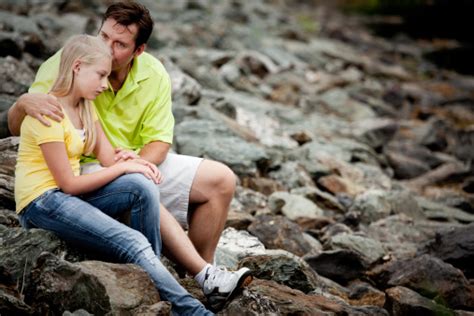 Father Comforting And Kissing His Girl Stock Photo Download Image Now