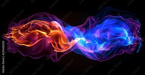 Fire A Wave Of Colored Plasma Fire Elements Consisting Of A Hot Red