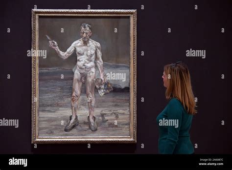 London Uk Rd Oct Lucian Freud Painter Working Reflection At Lucian Freud The