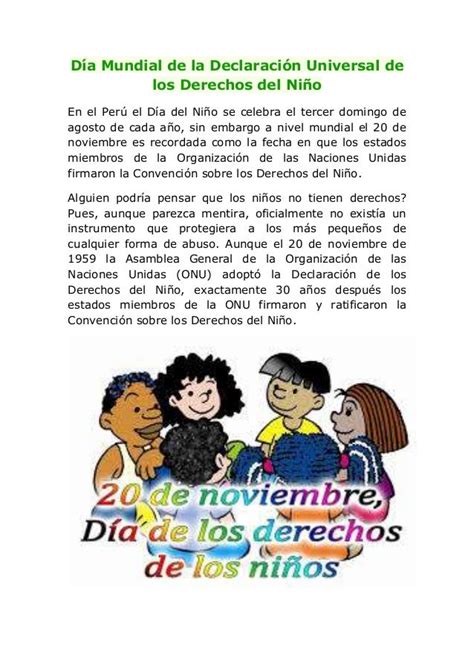 día mundial de la declaración universal de los derechos del niño