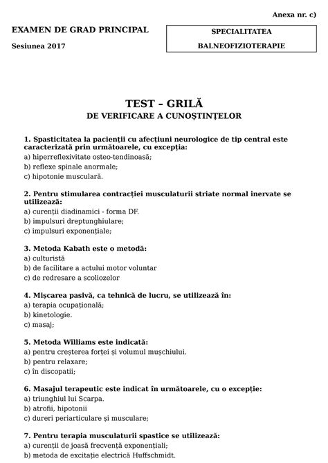 2017 Grad Principal 02 Test Grila Bft Specialitatea