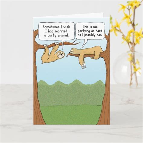 Funny Sloth Party Animals Birthday Card Funny