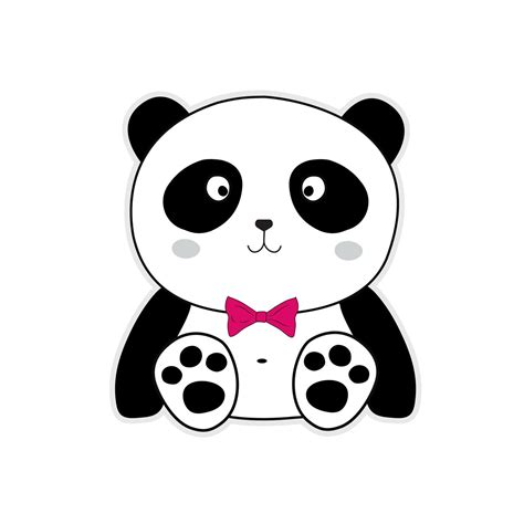 Isolated Cute Panda With Bow Tie Icon Cartoon Character Drawing 6348397