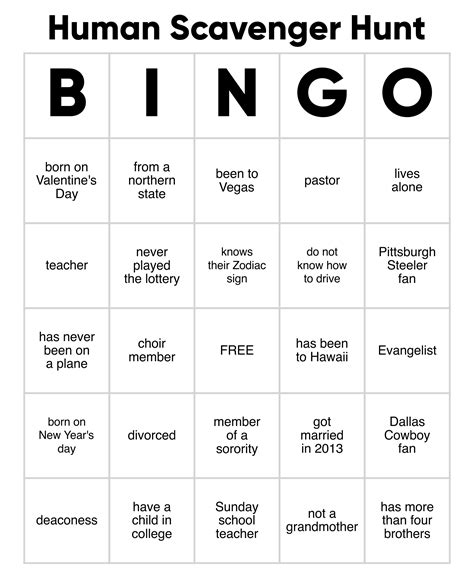 Looking for scavenger hunt template word fill online printable? 10 Best Printable Human Bingo Templates - printablee.com