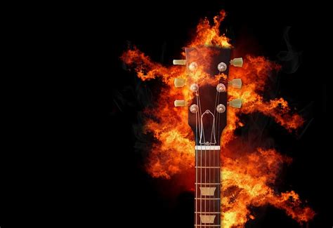 Burning Guitar Headstock Illustration Guitar Fire Music Flame