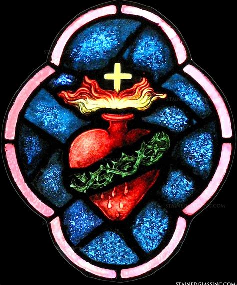 Immaculate Heart Transom Religious Stained Glass Window