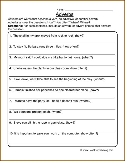 Adverbs And Adjectives Worksheets For 4th Grade Printable Worksheets