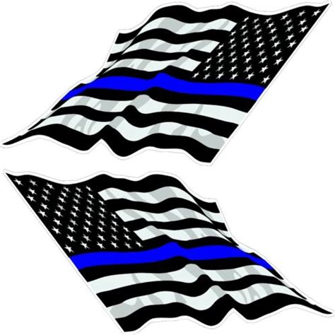 Thin Blue Line American Flag Decals Race Boatbow Flags Ebay