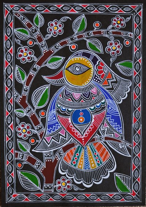 Madhubani Birds Kalamkari Painting Madhubani Painting Indian Folk Art