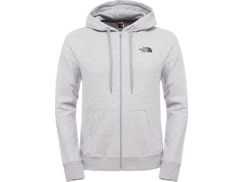 The North Face Mens Open Gate Full Zip Hoodie Heather Grey Biker