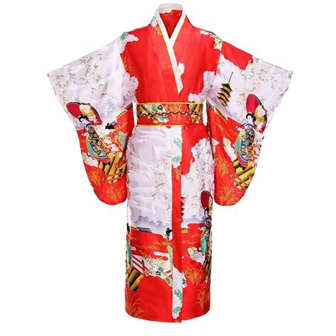 Traditional Japanese Women Kimono Printed Yukata Bath Robe Vintage Evening Party Prom Dress