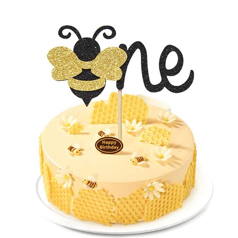 Buy Gold Glitter Bee Cake Topper Bumble Bee 1st Birthday Cake Topper