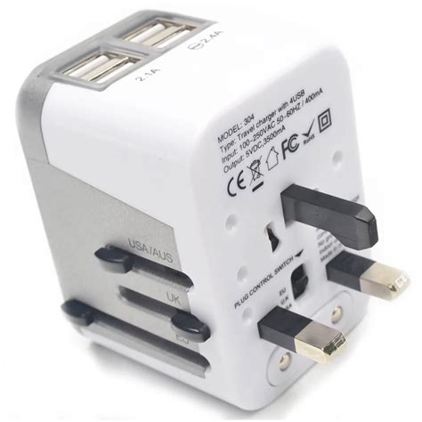 Power Plug Adapter International Travel 4 Usb Ports Work 220 Volt