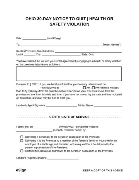Free Ohio Eviction Notice Templates 3 PDF Word