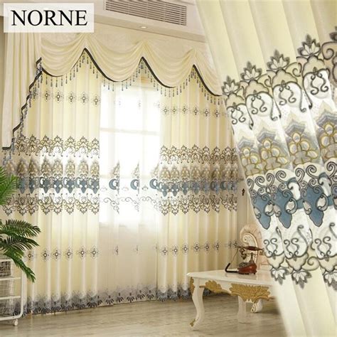 Norne Luxury Europe Embroidered Tulle Window Curtain For Living Room