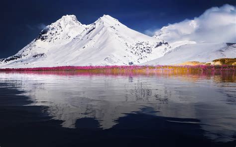 Download Wallpaper 1280x800 Mountains Winter Landscape Lake
