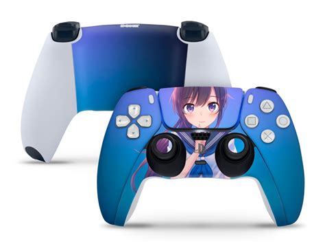 Cute Anime Girl Ps5 Controller And Console Skin Gradient Blue Etsy Uk