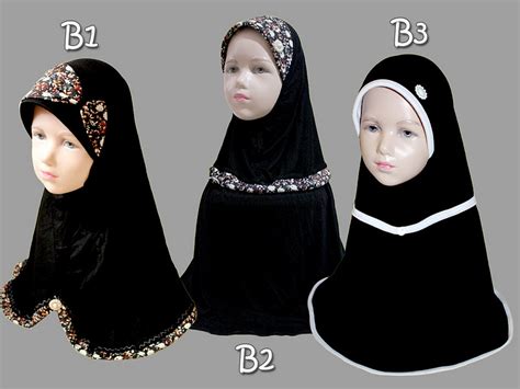 Muslim Stall Black Hijab For Kids